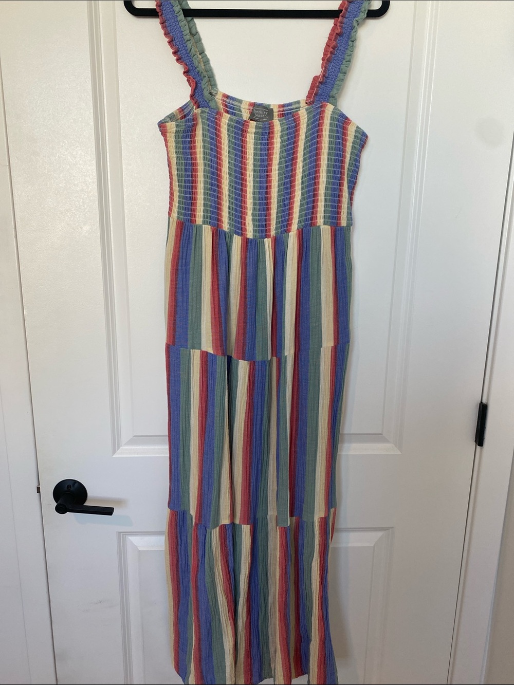 Striped Multi-Color Maxi Dress with Smocked Bodice